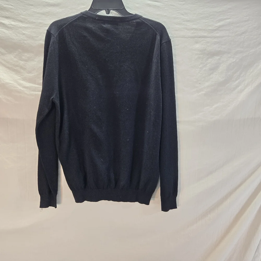 Collars and Co Men's Large Black Touch Cotton and Cashmere V-Neck Sweater